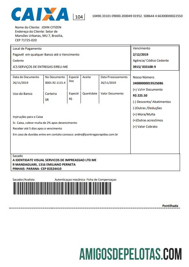 Brazil Caixo modelo de extrato bancário